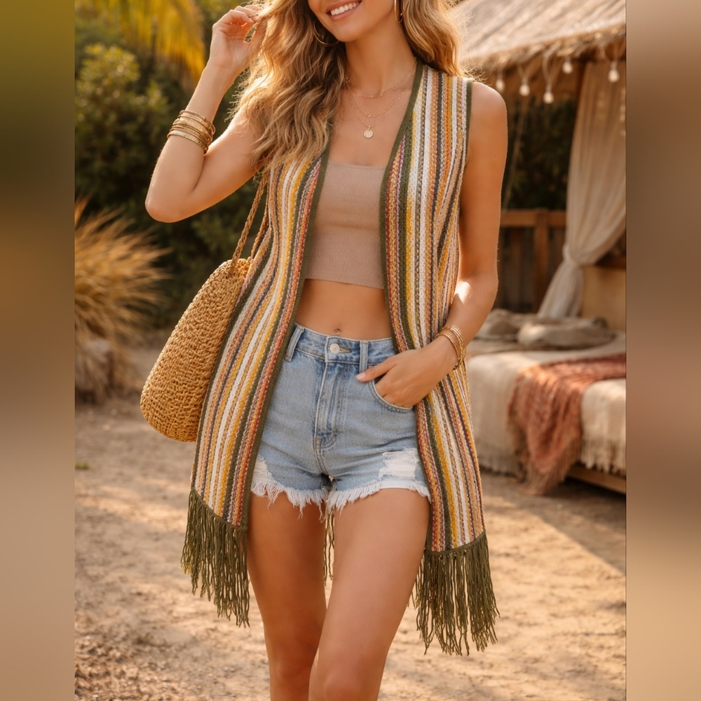 Cato Multicolor Knit Pattern Cardigan